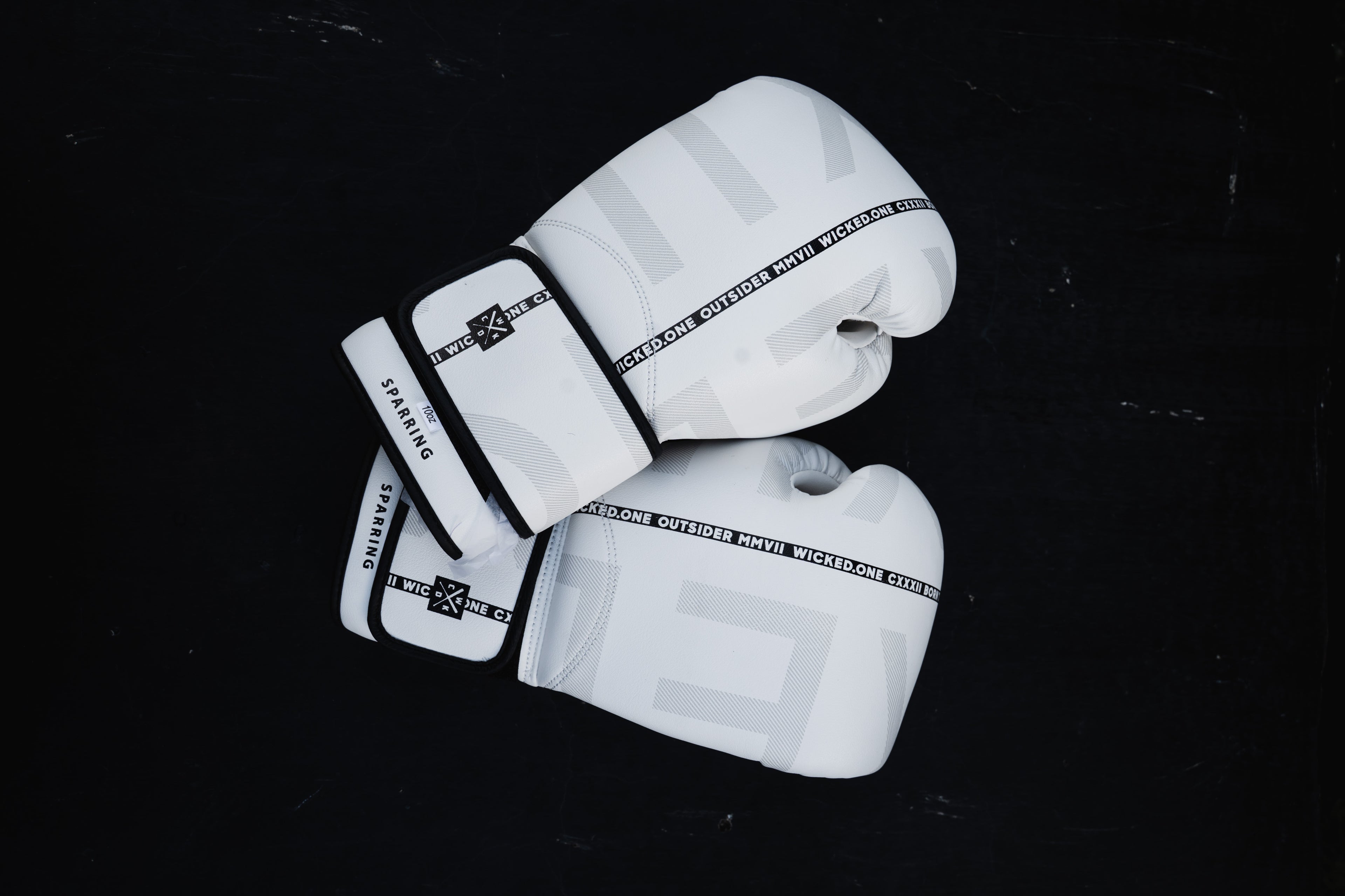 Gloves Muay Thai White B Stripe