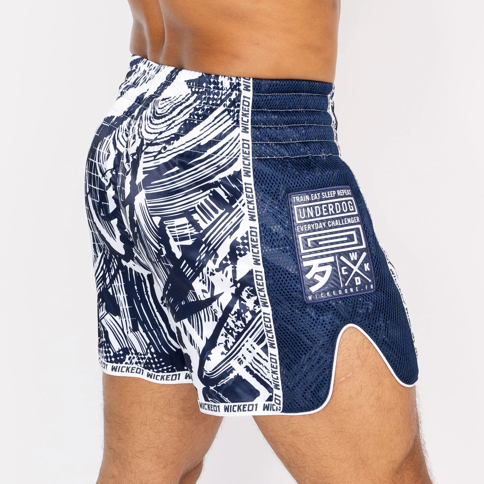 Muay Thai Short Havoc Navy Blanc