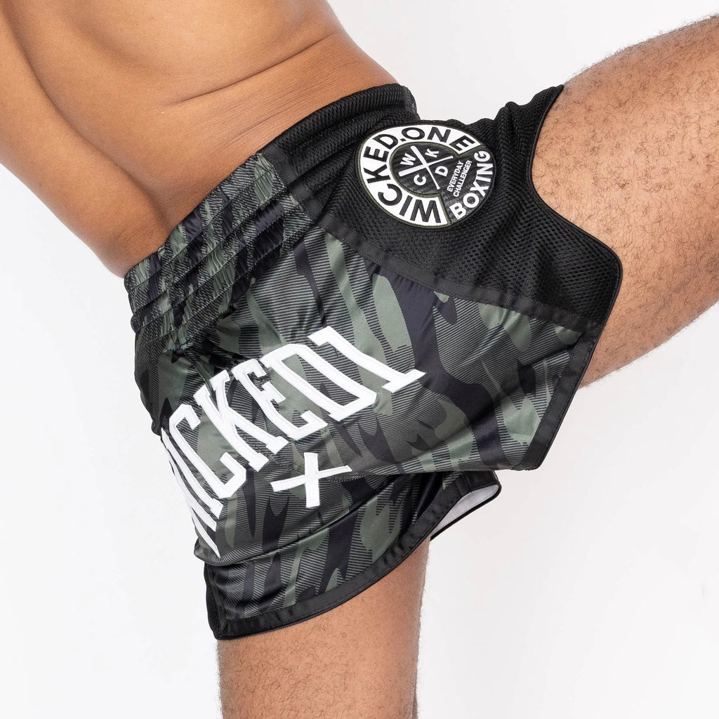 Muay Thai Short Fury Noir Kaki