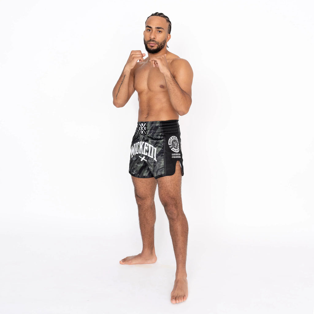 Muay Thai Short Fury Noir Kaki